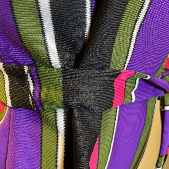 Vintage 70s Striped V Neck Long Sleeve Blouse Jacket Medium - Picture 7 of 10